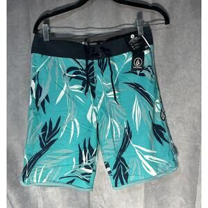 Volcom Boys Bleeding Leaf Mod Board Shorts, Electric Blue, Size 29